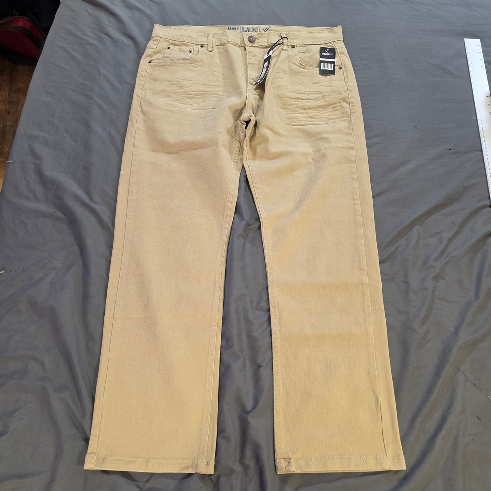 William Rast Manhattan Slim Pants Mens 40x32 Khaki Tan Perfect Stretch NWT